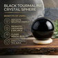 Black Tourmaline Healing Crystal Sphere – Natural Protection Crystal Ball for Energy Cleansing, Grounding & Chakra Balancing | Polished Gemstone Sphere for Meditation, Reiki & Home Décor