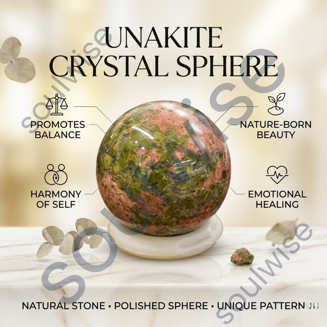 Unakite Crystal Sphere – Natural Healing Crystal Ball for Heart Chakra Healing, Love, Compassion & Emotional Balance | Polished Gemstone Sphere for Meditation, Reiki & Home Décor
