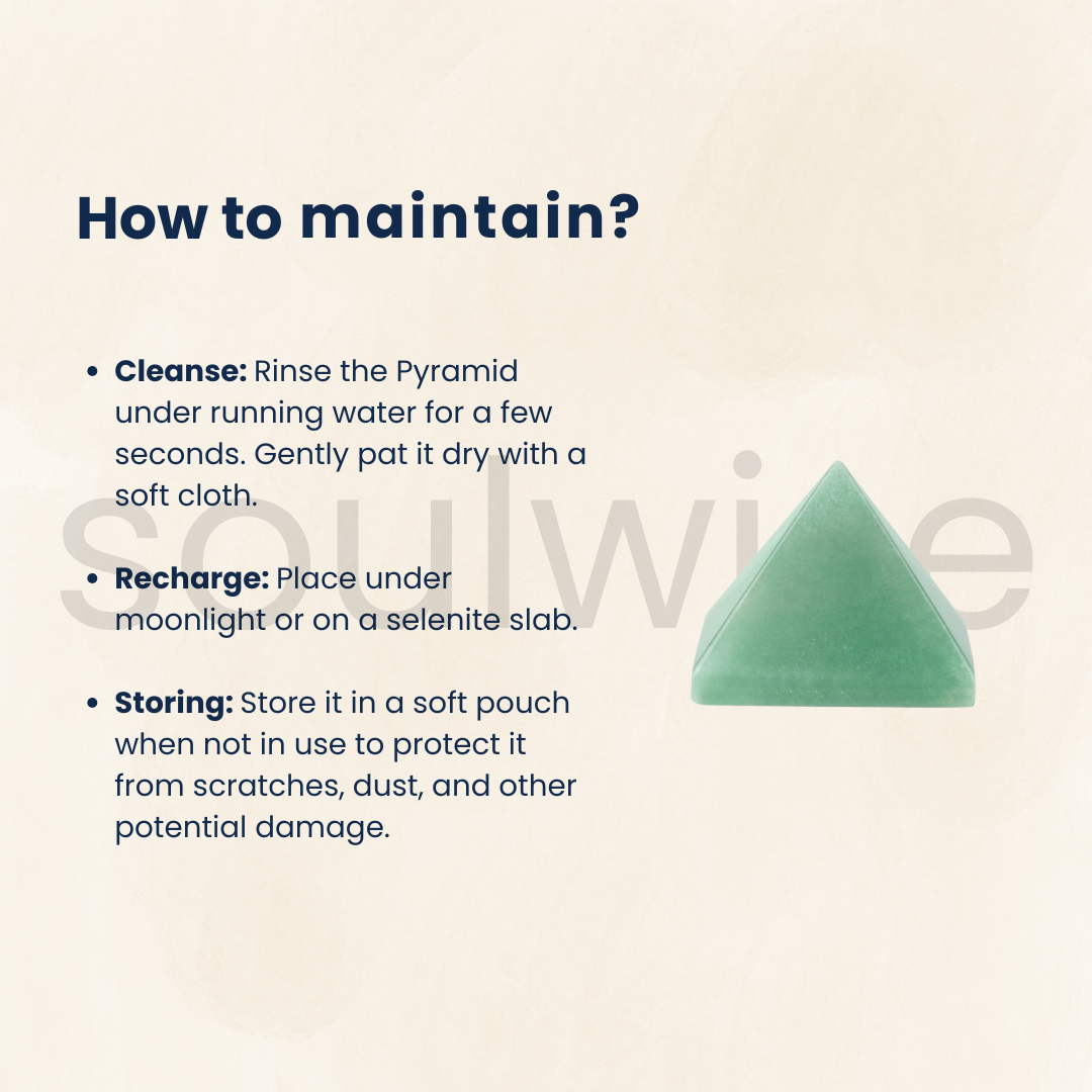 Soulwise Natural Green Aventurine Crystal Pyramid for Reiki, Vastu, Meditation & Home Décor – Positive Energy & Healing Stone