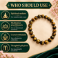 Tiger Eye Om Mani Bracelet 8mm – Natural Tiger's Eye Crystal Beaded Bracelet with Om Mani Padme Hum Mantra for Protection, Confidence, Courage, Prosperity, Meditation & Positive Energy | Unisex Spiritual Jewelry