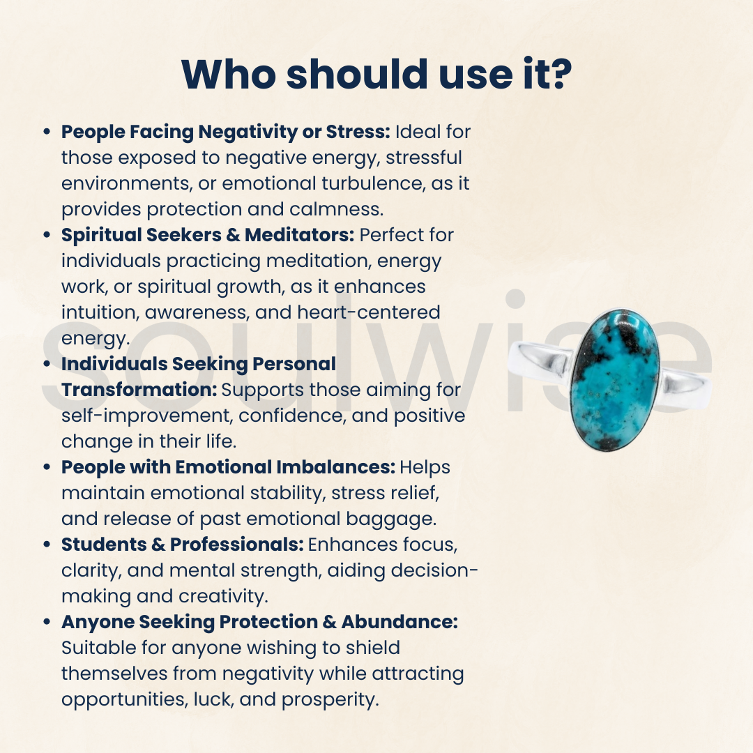 Natural Turquoise Gemstone Ring – Luck , Positivity,Calmness & Balance.