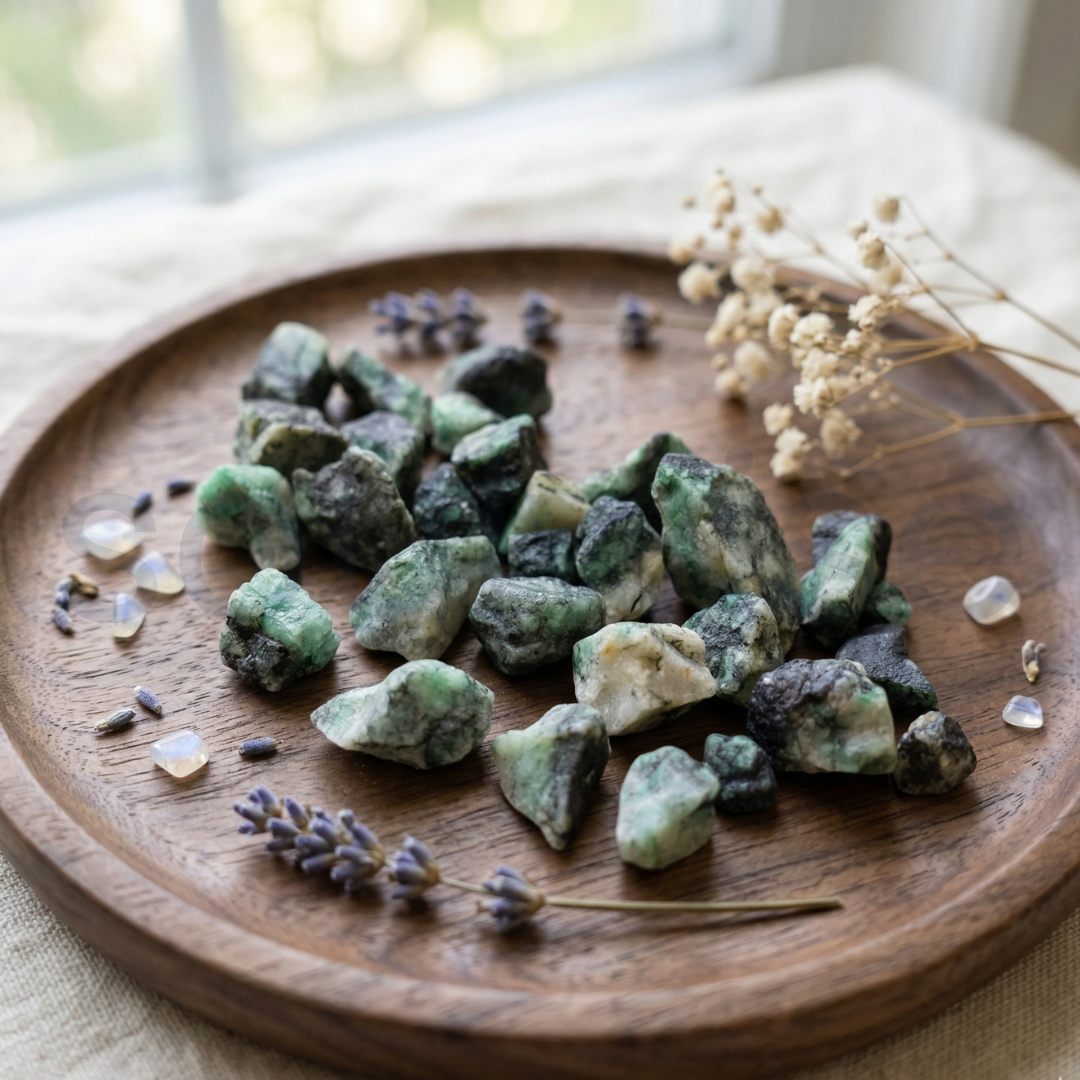 Emerald Raw Natural Stone – Unpolished Precious Crystal for Love, Abundance & Wisdom | Heart Chakra Healing Stone (50g)