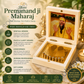Shree Premanand Ji Maharaj Golden Paduka with Photo Frame Box – Premium Spiritual Showpiece for Home Temple, Office & Pooja Room (3x3 Inch)
