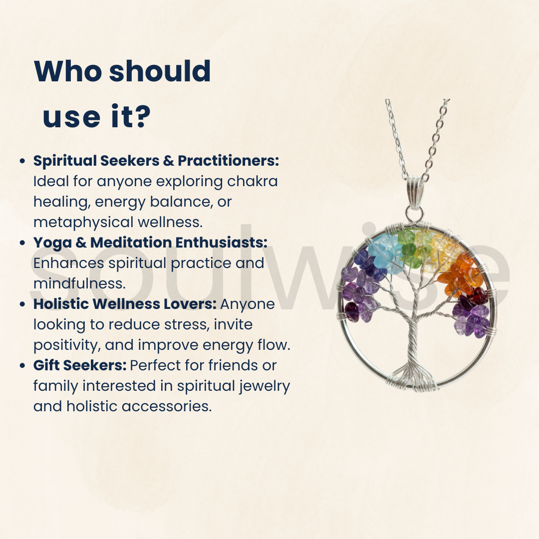 Tree of Life Chakra Pendant – Seven Chakra Gemstone Necklace – Spiritual Healing Jewelry