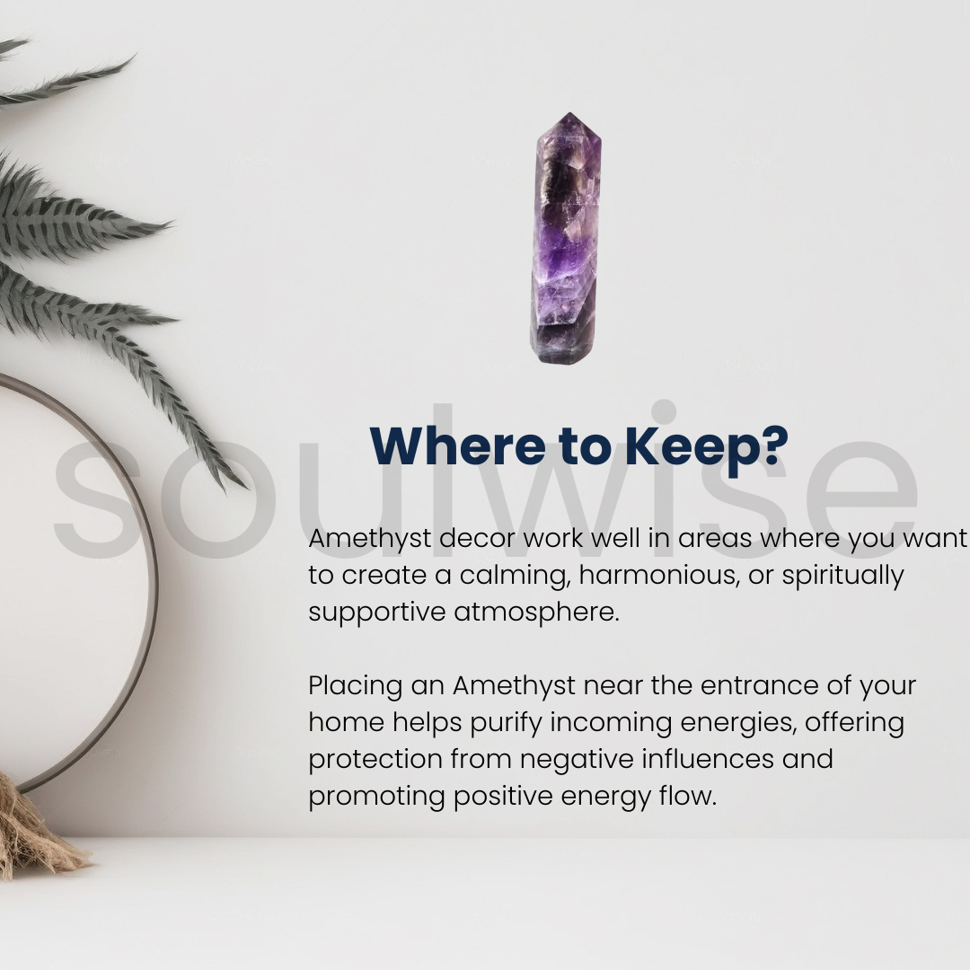 Amethyst Crystal Tower Point – Natural Healing Stone for Meditation, Reiki Energy, Chakra Balancing & Home Decor – Polished Purple Quartz Generator – 3-4 inch