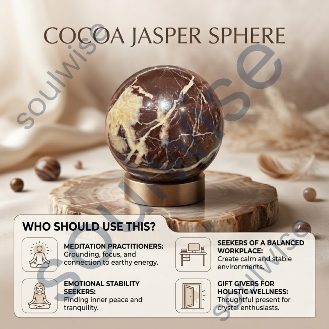 Cocoa Jasper Crystal Sphere – Natural Grounding Healing Crystal Ball for Meditation, Emotional Balance & Protection | Polished Jasper Stone for Home Décor, Reiki & Chakra Healing
