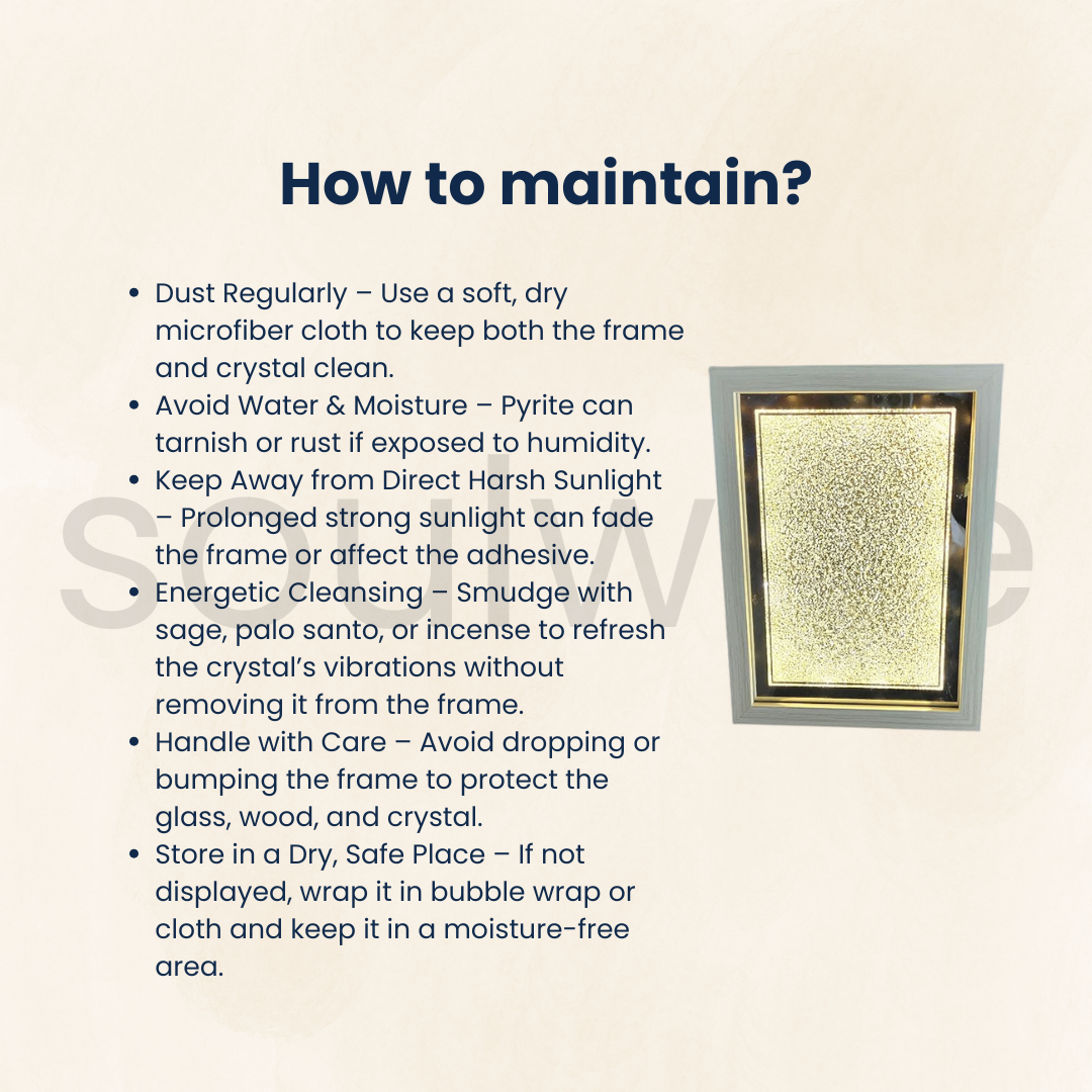 Soulwise Pyrite Crystal Art Framed with USB Light – Wealth & Prosperity Table and Wall Decor |