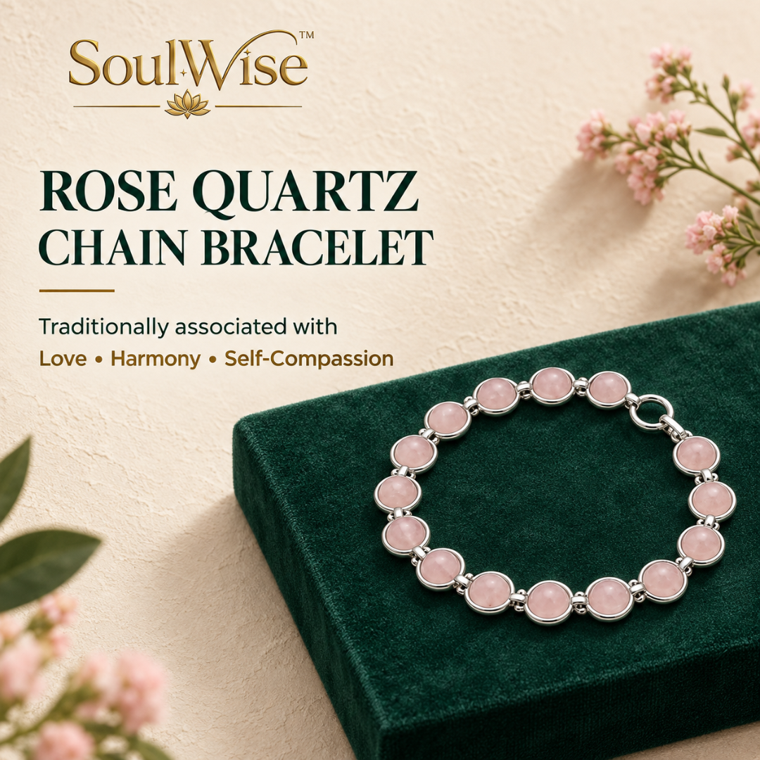 Natural Rose Quartz Chain Bracelet – Pink Healing Crystal Jewelry for Love, Self-Love, Emotional Balance, Relationship Harmony, Heart Chakra & Positive Energy | Elegant Bracelet for Women & Girls