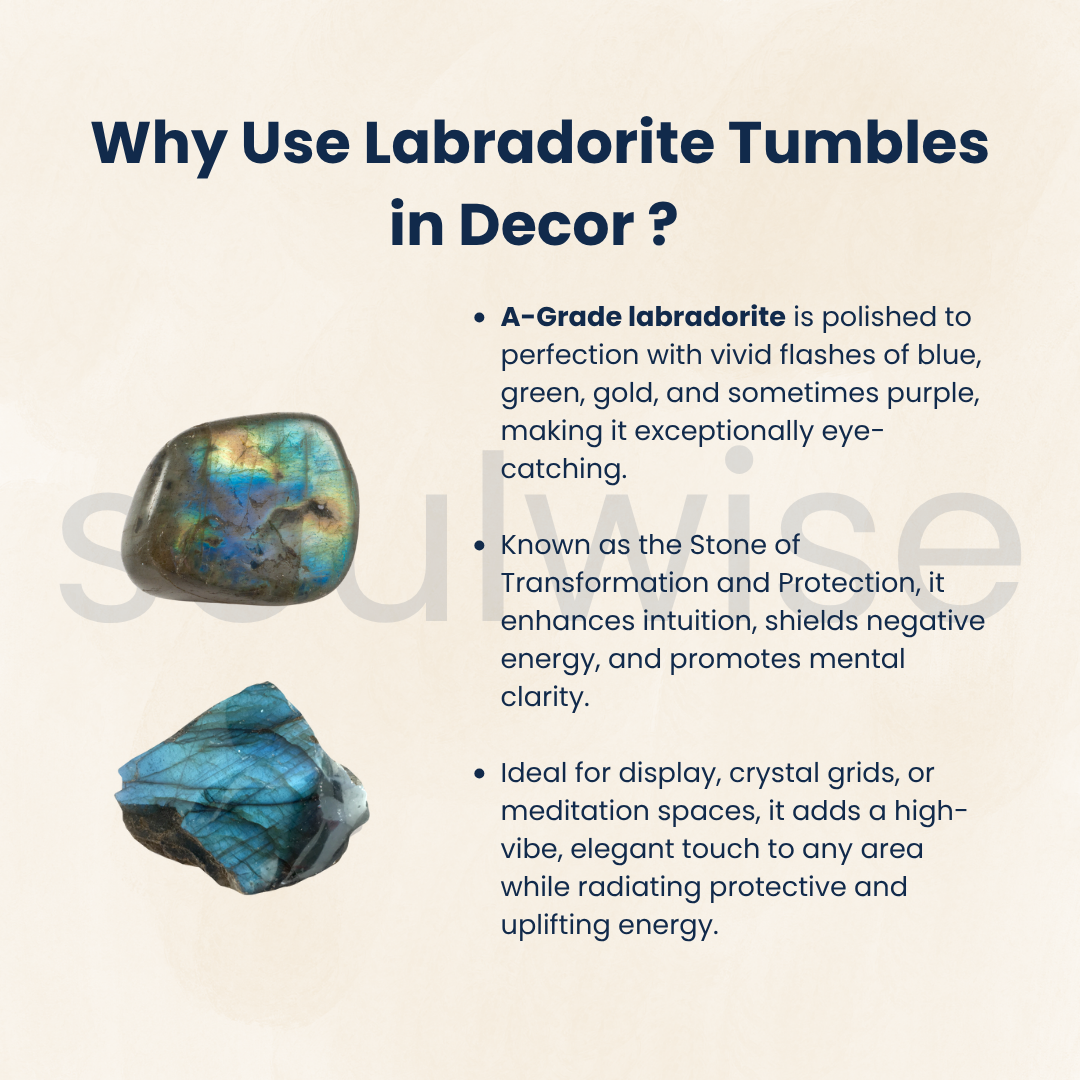 Labradorite Tumbles – Set of 6 A-Grade Natural Healing Crystals | Polished Tumbled Stones for Protection, Intuition & Energy Work