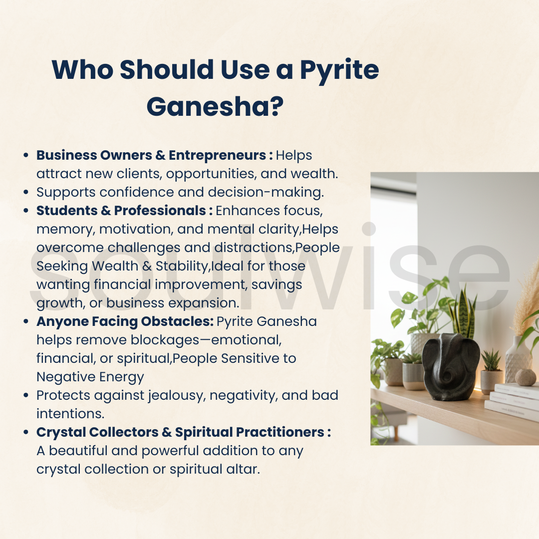 Lord Ganesha Pyrite Idol, Natural Stone Figurine, Black Grey Crystal Formation.