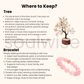 Rose Quartz Crystal Tree with Wooden Base and 10mm Rose Quartz Bracelet, Valentine's Day Gift Set for Love and Emotional Healing, 15.2 cm