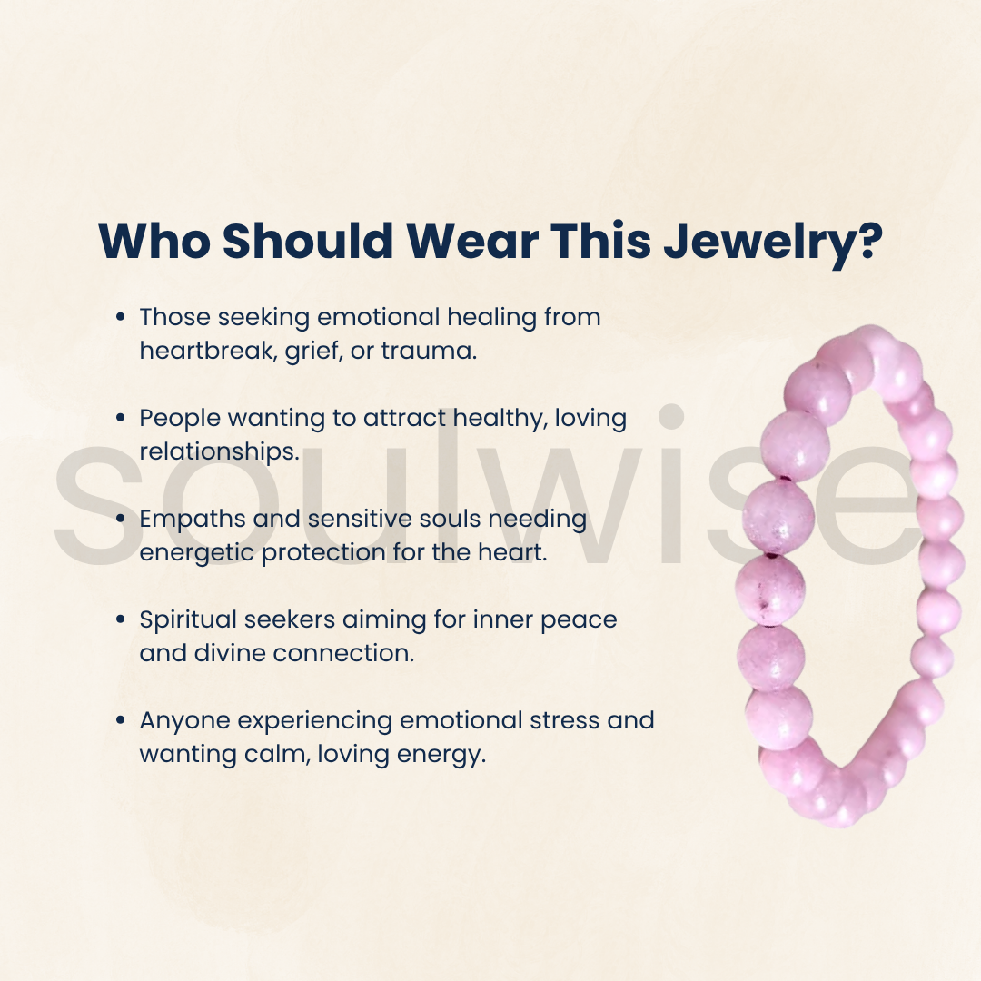 Kunzite Bracelet 8mm – Natural Healing Crystal Beads for Love, Peace, Compassion & Emotional Blockage Clearing | Unisex