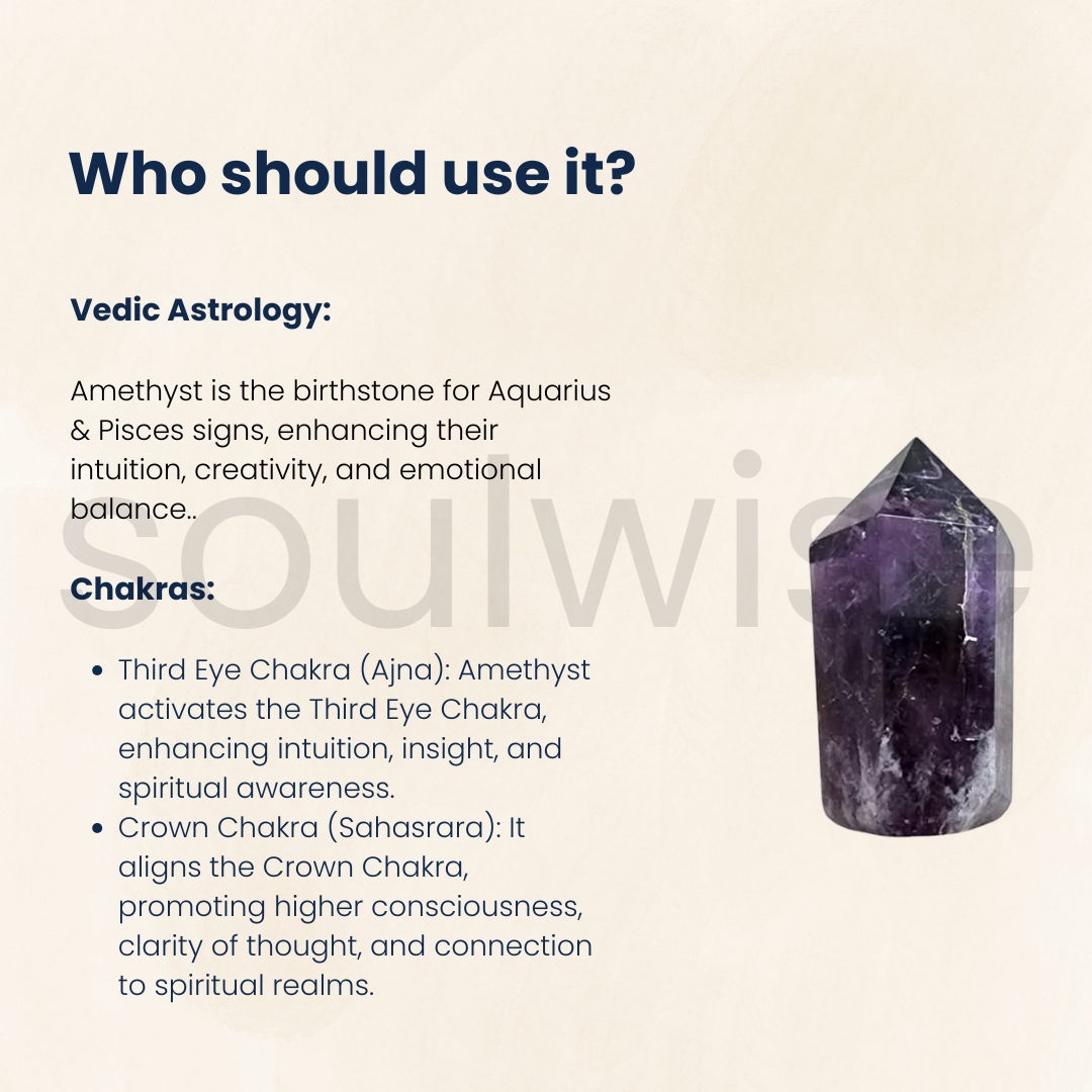Natural Healing Amethyst Gemstone Tower Stone for Spirituality and Peace, freeform self-standing crystal decor (100g)
