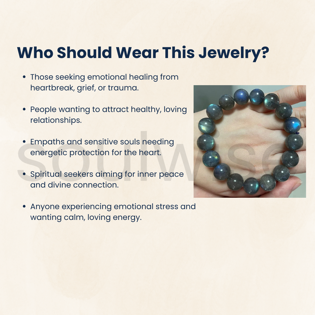 Labradorite 10mm bracelet for good relationship, happiness, health, and wealth.