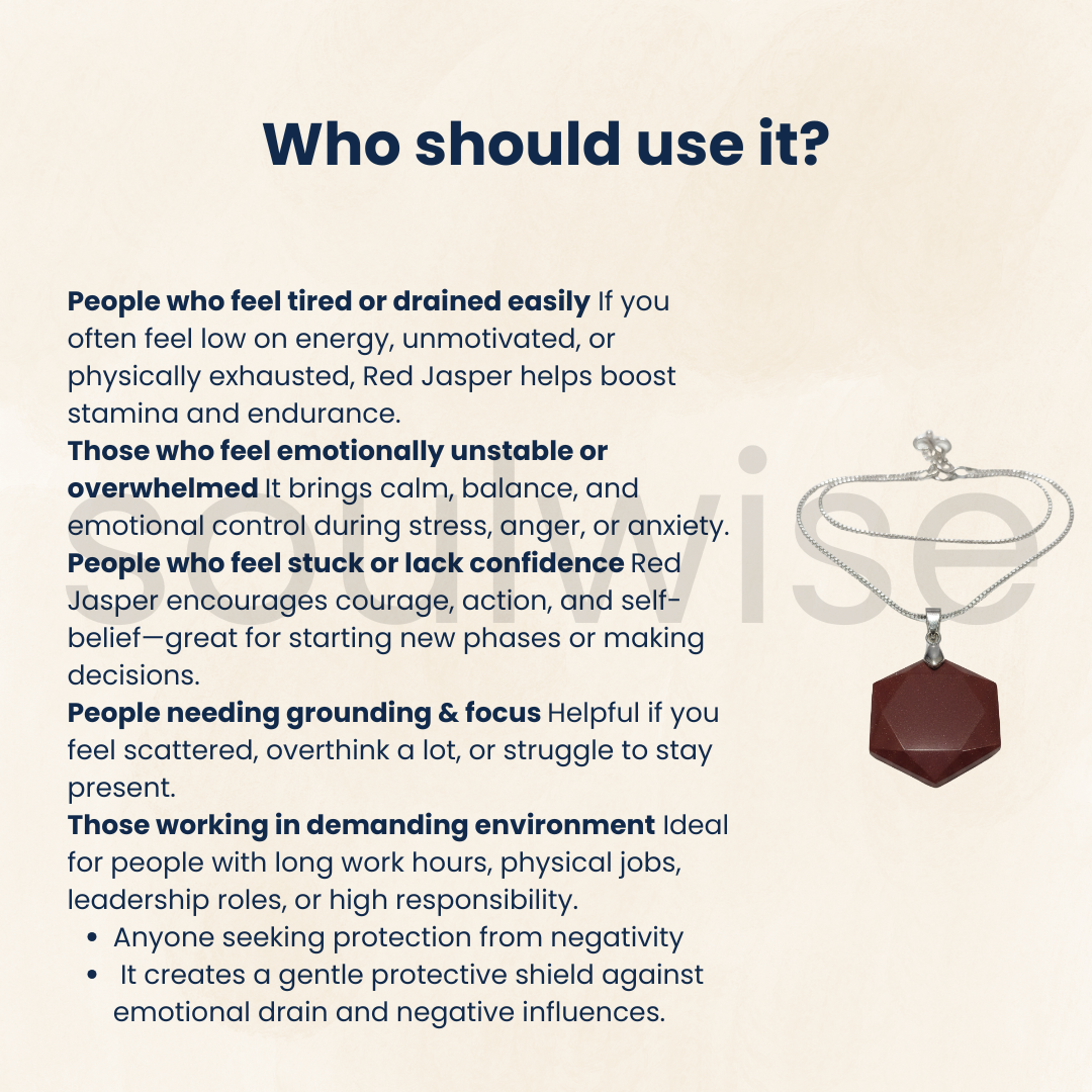 Red Jasper Hexagon Shape Pendant Healing Crystal - Genuine Grounding Stone