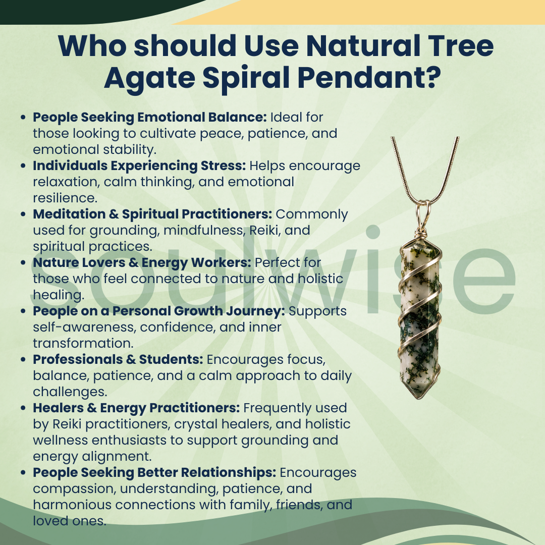 Tree Agate Crystal Pendant – Natural Healing Stone Necklace for Grounding, Emotional Healing & Spiritual Balance