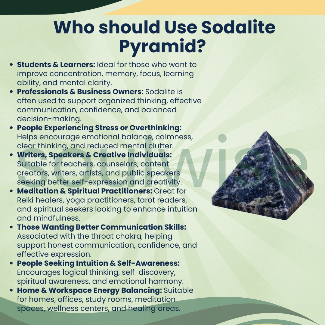 Natural Sodalite Crystal Pyramid – Gemstone Energy Pyramid for Wisdom, Communication & Spiritual Décor