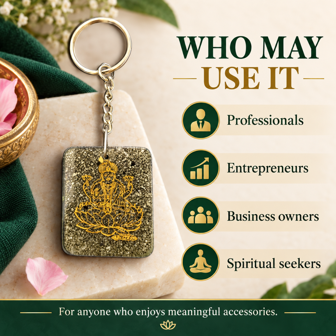 Pyrite Wealth Money Magnet Keychain with Laxmi Yantra – Crystal Keyring for Everyday Use & Spiritual Gifting
