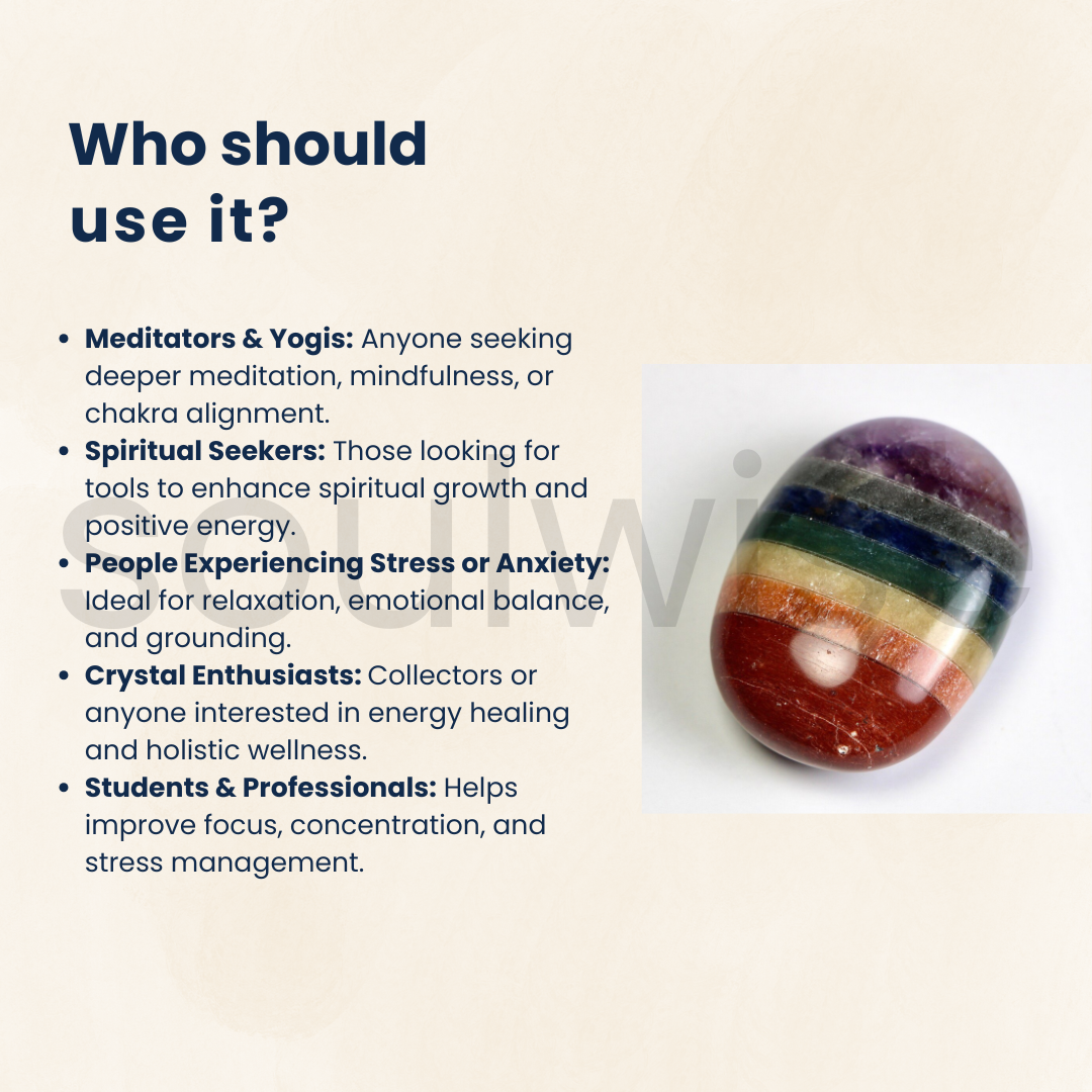 Seven Chakra Palm Stone – Natural Healing Crystal for Chakra Balancing, Meditation, Reiki, and Positive Energy