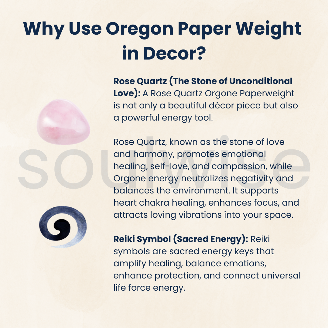 Soulwise Rose Quartz Healing Crystal Oregon Paper Weight, Positive Energy Generator Decor for Joy, Love, Compassion, and Emotional Healing, Gift.