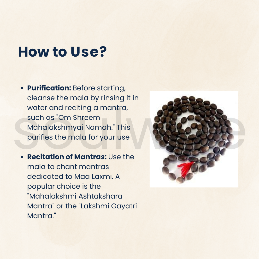 Soulwise Natural Kamal Gatta Mala – 108 Beads Lotus Seed Japa Mala | Ideal for Lakshmi Mantras, Diwali Puja & Daily Meditation|