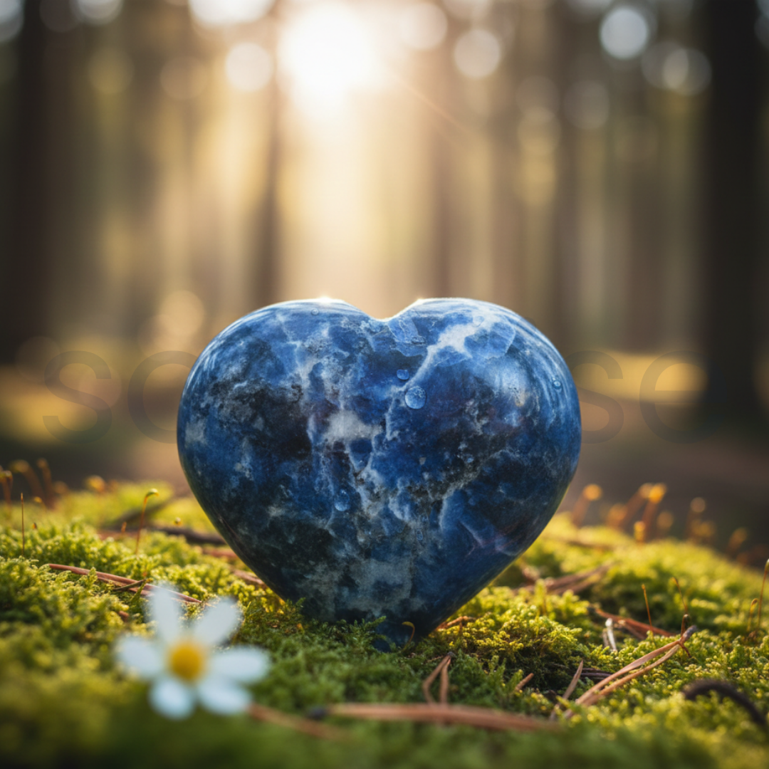 Sodalite Heart Stone Polished Natural Crystal for Meditation Calm Energy Emotional Balance Spiritual Home Décor Gift