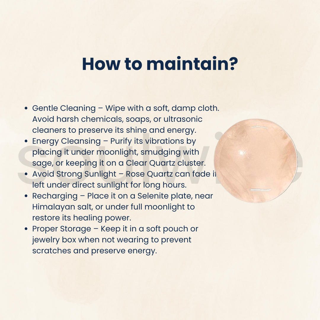 Soulwise Natural Rose Quartz Round Cabochon – Polished Circle Gemstone for Jewelry Making, Crystal Healing, Crafts – Flat Back – 1 Piece