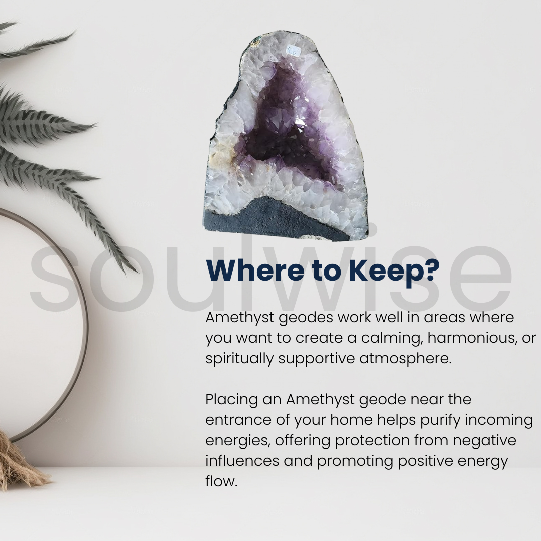 Soulwise Healing Amethyst Geode – 8" Self-Standing Natural Crystal Cluster | 4.6 kg | Protective & Calming Energy | Home Décor & Spiritual Gift