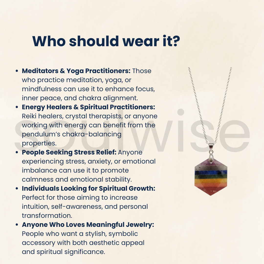 Seven Chakra Hexagon Pendant – Natural Healing Crystal Necklace for Energy Balance, Protection & Spiritual Alignment (Unisex)