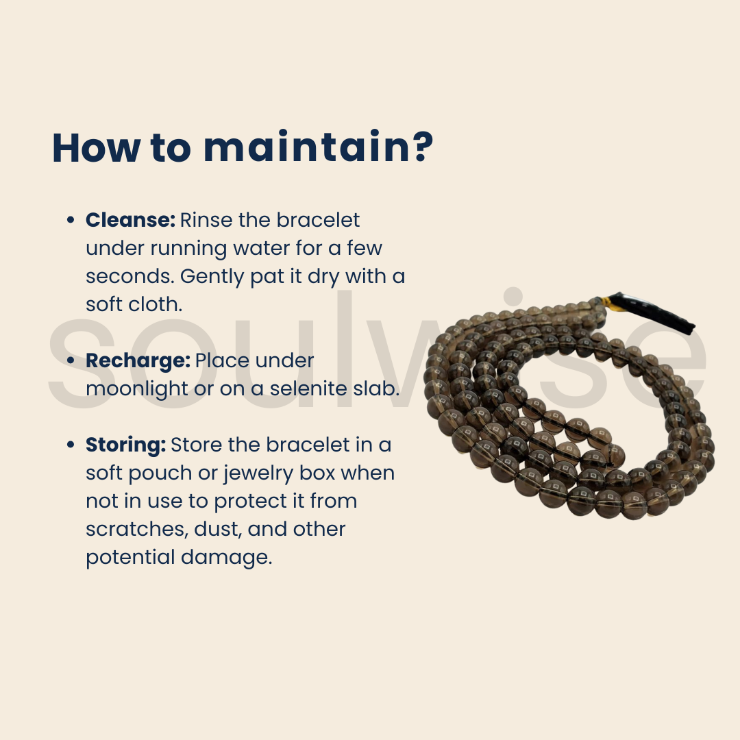 Soulwise Smoky Quartz Japa Mala – 108 Beads | 8mm Natural Crystal Prayer Necklace for Grounding, Aura Protection & Meditation
