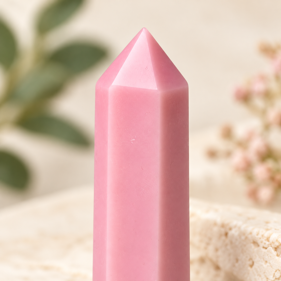 Natural Pink Opal Crystal Pencil – Healing Gemstone Point for Love, Emotional Balance, Self-Love, Compassion, Inner Peace, Reiki, Meditation, Heart Chakra Balancing & Positive Energy
