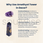 Amethyst Crystal Wand Tower with 4 Reiki Healing Symbols Engraved – Spiritual Energy Tool