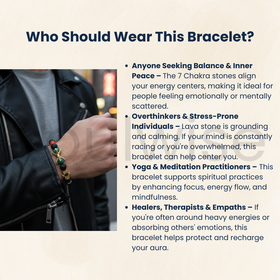 Natural Energized 7/Seven Chakra Lava Stone Hamsa Pyramid Healing Crystal Bracelet (Bead Size 8 MM)