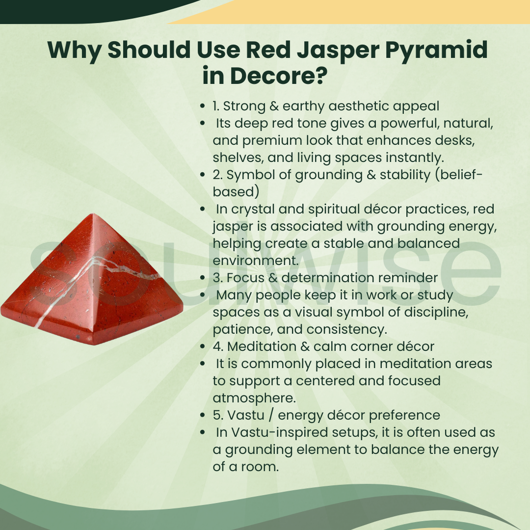 Natural Red Jasper Crystal Pyramid – Gemstone Energy Pyramid for Strength, Stability & Spiritual Décor