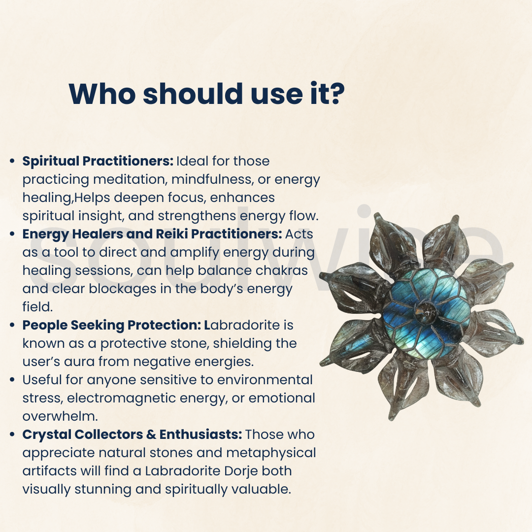 Labradorite Flower Dorje – Approx. 700g, 15cm Diameter, Natural Healing Crystal Tool