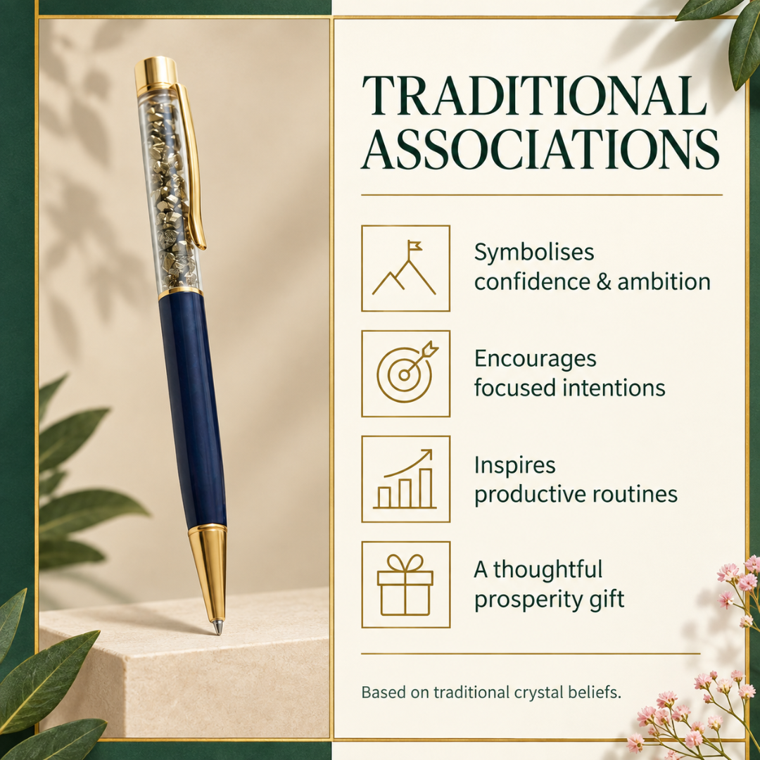 Pyrite Ball Pen – Crystal Ballpoint Pen for Office, Journaling & Thoughtful Gifting