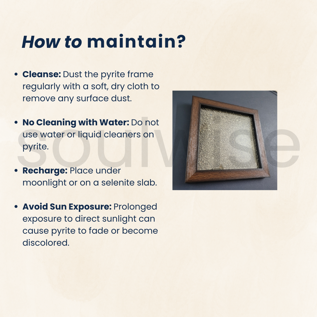Soulwise Pyrite wall frame Showpiece for Wealth, Peace, Business Success & Prosperity - Spiritual Home & Office Wall Decor - 14x14 cm