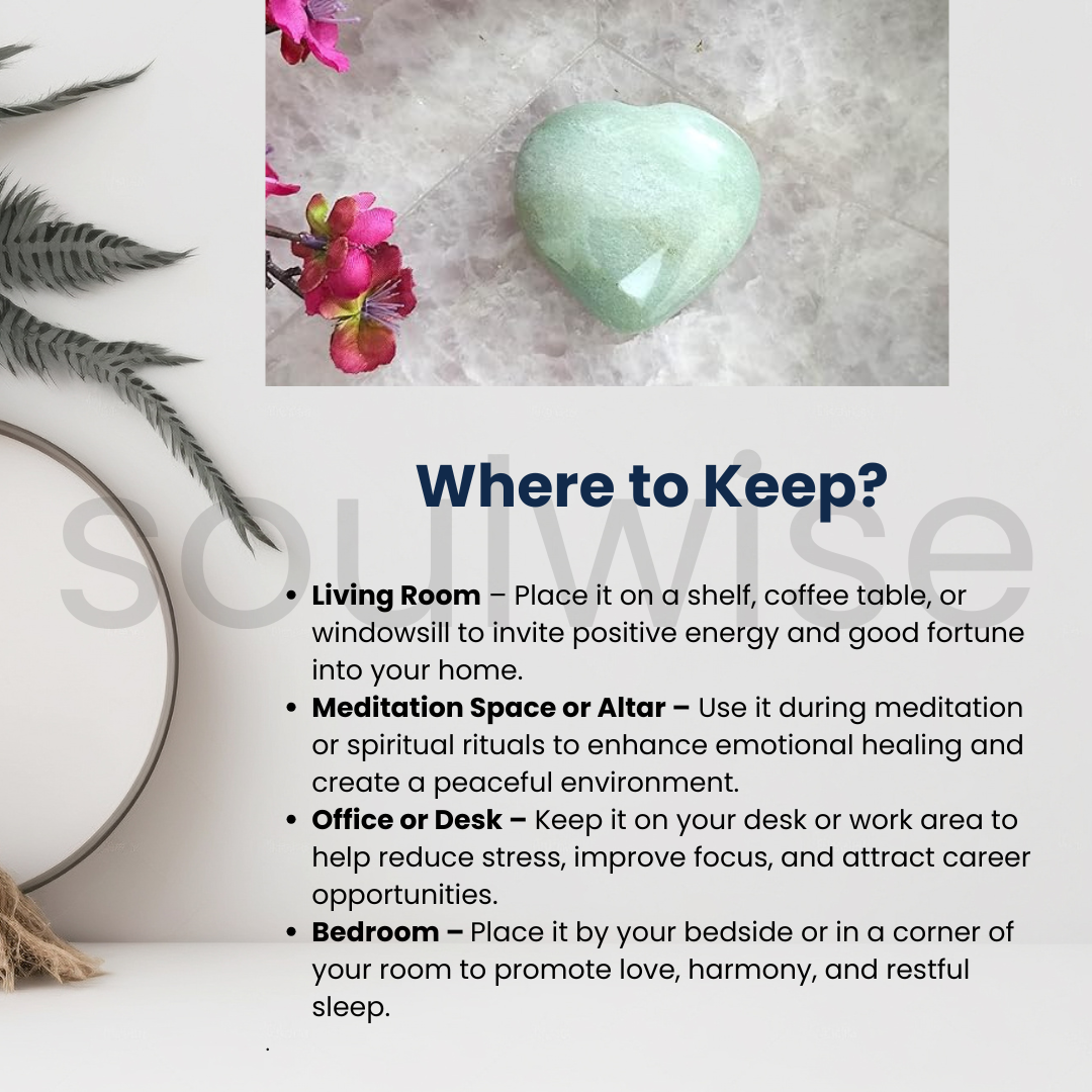 Soulwise Green Aventurine Healing Crystal Heart-Shape Decor – Natural Gemstone for Prosperity, Love & Positive Energy