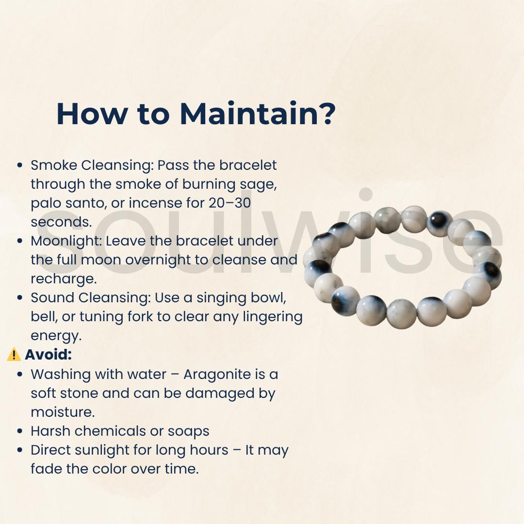 Original Aragonite Evil Eye Bracelet – 10mm Natural Crystal Beads for Protection & Grounding