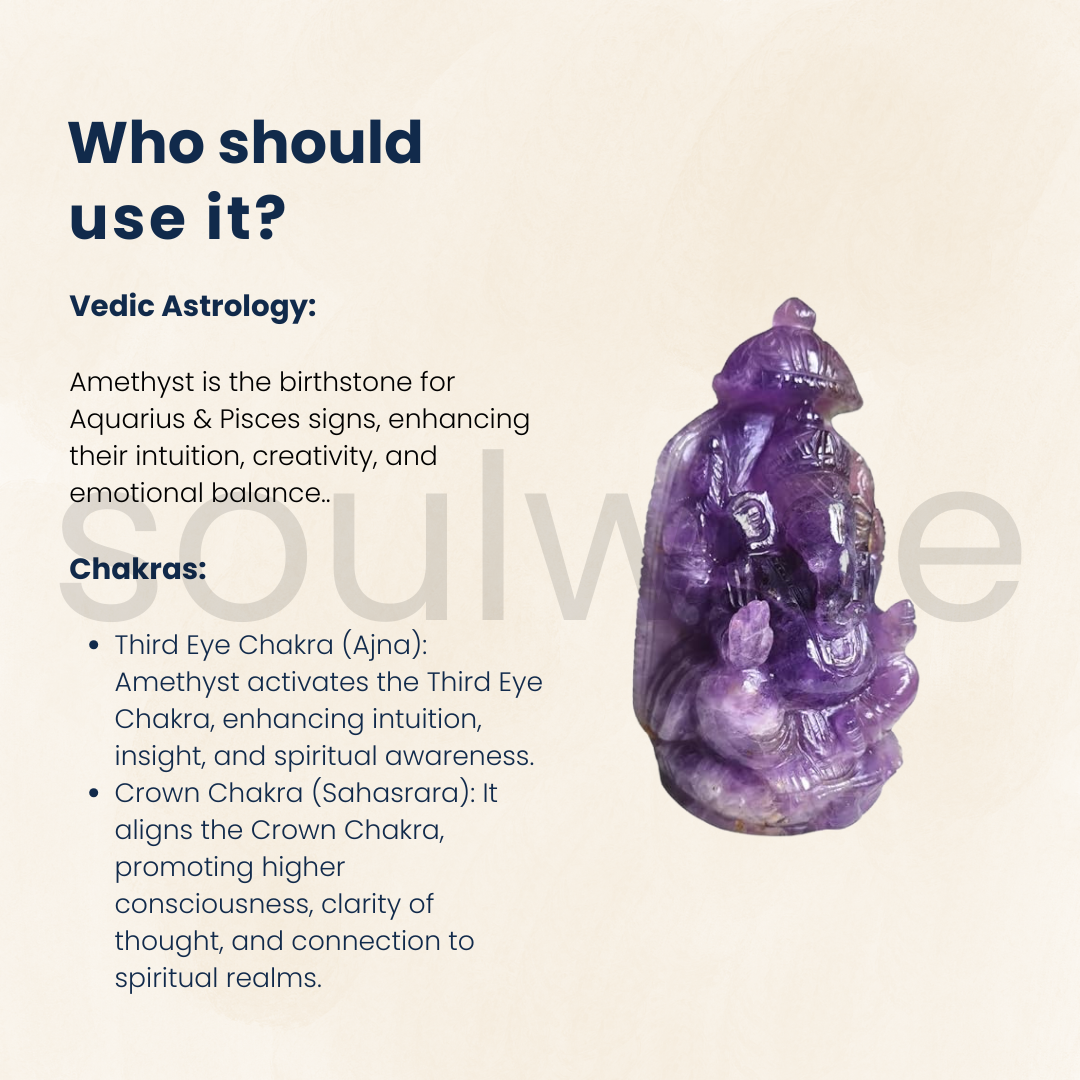 Soulwise Amethyst ametrine Ganesha 14cm Tall, Healing Crystal for Growth, Abundance and Positivity, Diwali Decor, Diwali Gift