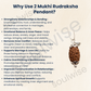 Natural 2 Mukhi Rudraksha Pendant with Silver-Tone Cap | Sacred Spiritual Pendant for Protection, Meditation & Positive Energy