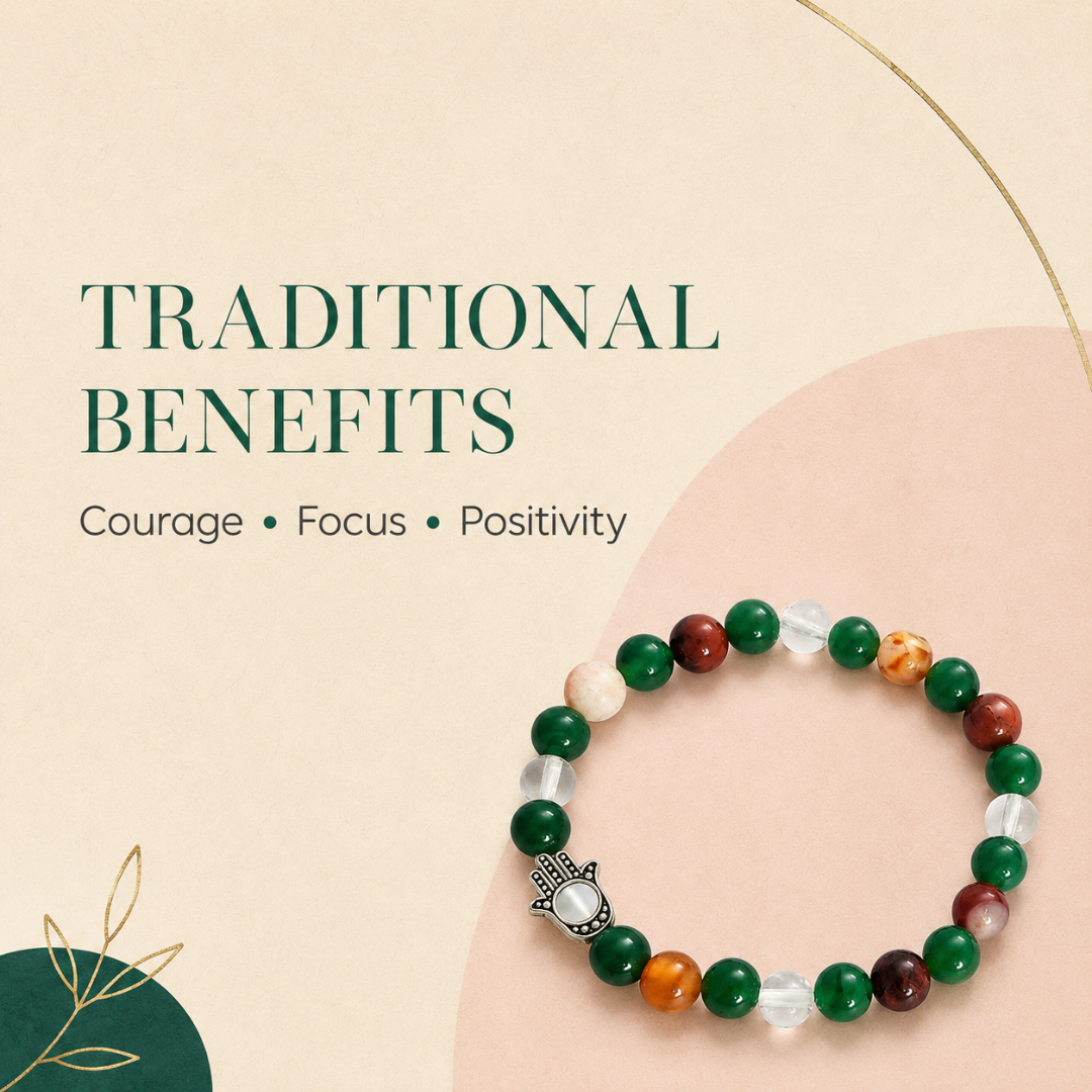 Aries Zodiac Crystal Bracelet with Hamsa Hand Charm – Certified Natural Multi-Stone 8mm Beads