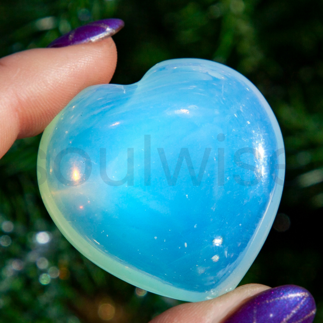Opalite Heart Stone Polished Crystal for Meditation Calm Energy Emotional Balance Spiritual Home Décor Gift