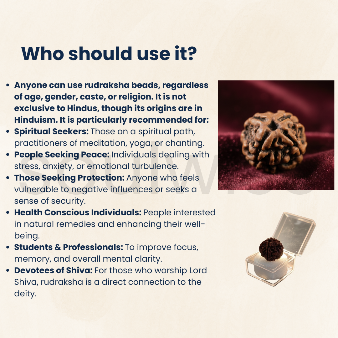 Soulwise Premium 4 Mukhi Nepali Rudraksha | Natural & Lab Certified | Energized for Knowledge & Wisdom | Comes in Box