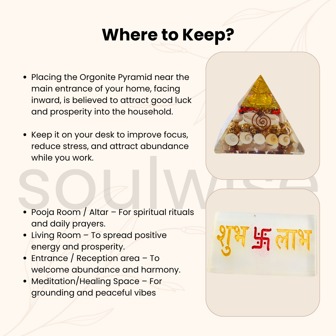 Laxmi Pyramid with Shubh Labh Selenite Plate | Diwali Puja & Vastu Combo for Wealth, Positivity & Gifting | Spiritual Decor for Home, Office, Shop