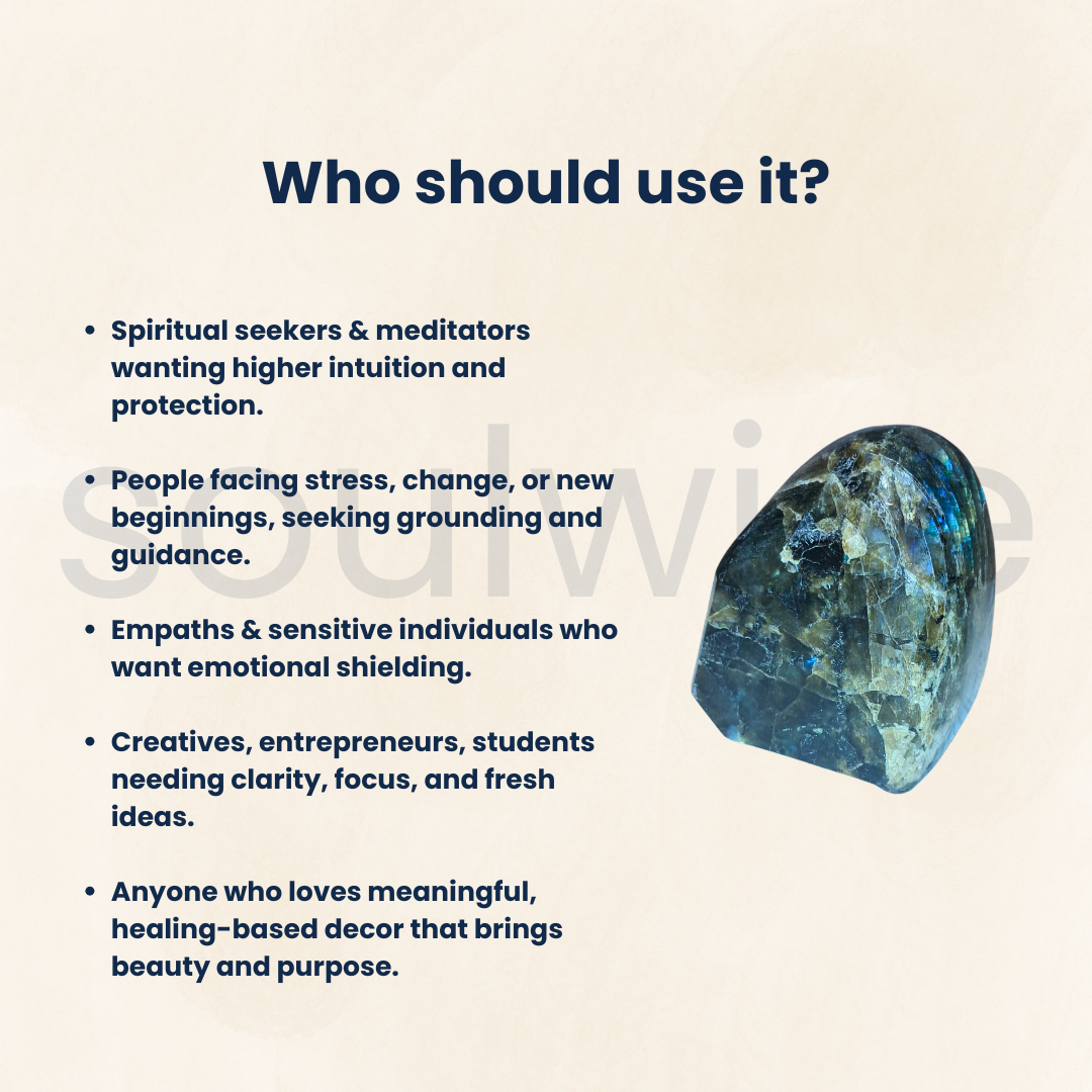 Labradorite Freeform Crystal – Polished Natural Gemstone Decor with Blue Flash for Protection, Intuition & Healing Energy (518G).