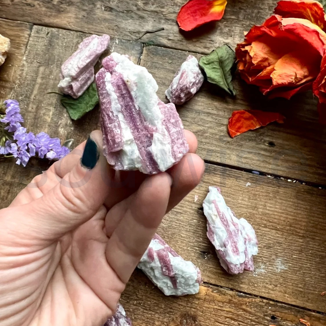 Pink Tourmaline Raw Natural Crystal – Unpolished Healing Stone for Love, Emotional Healing & Heart Chakra Balance (50g)