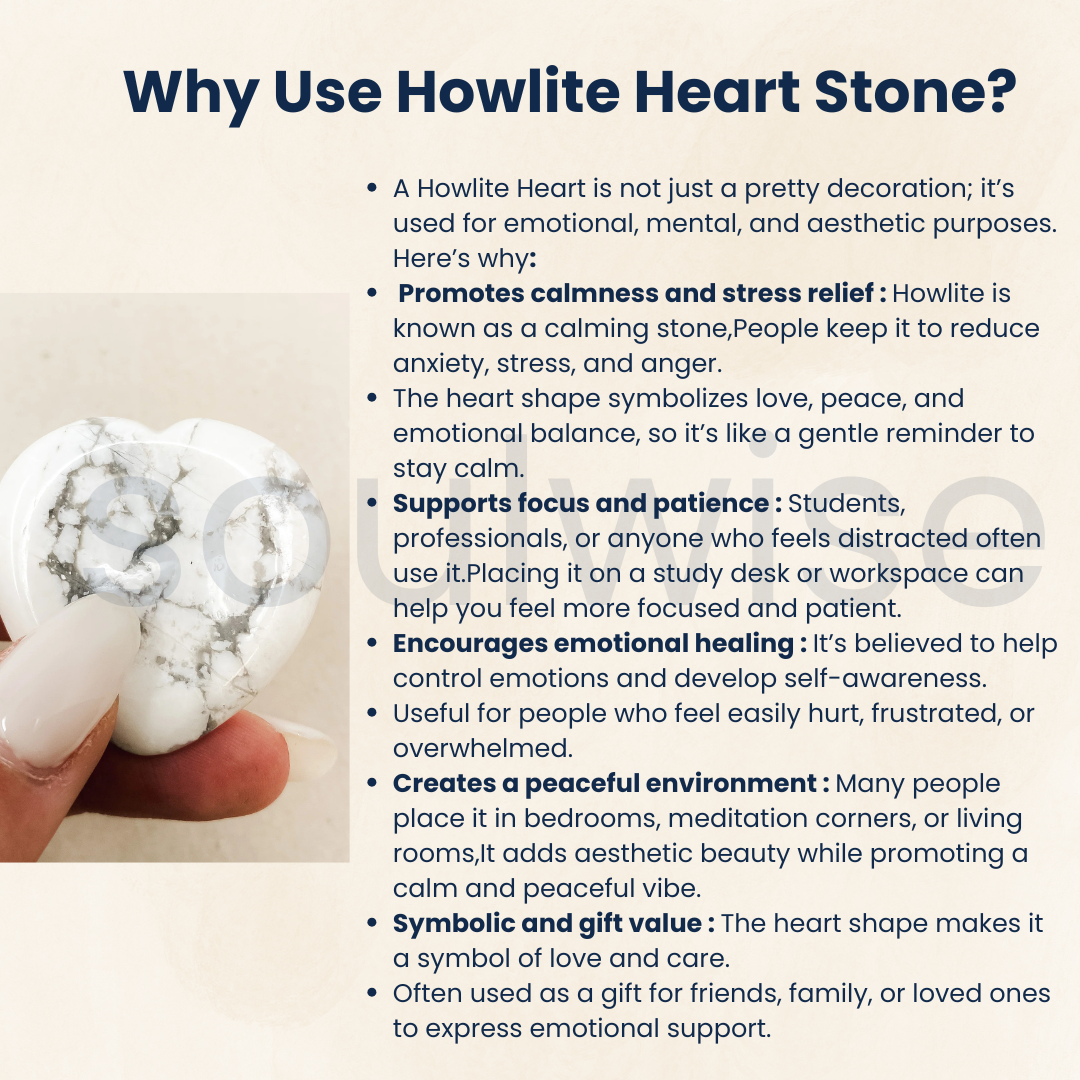 Howlite Heart Shaped Stone, Marble Pattern, Natural Crystal, Decorative Piece