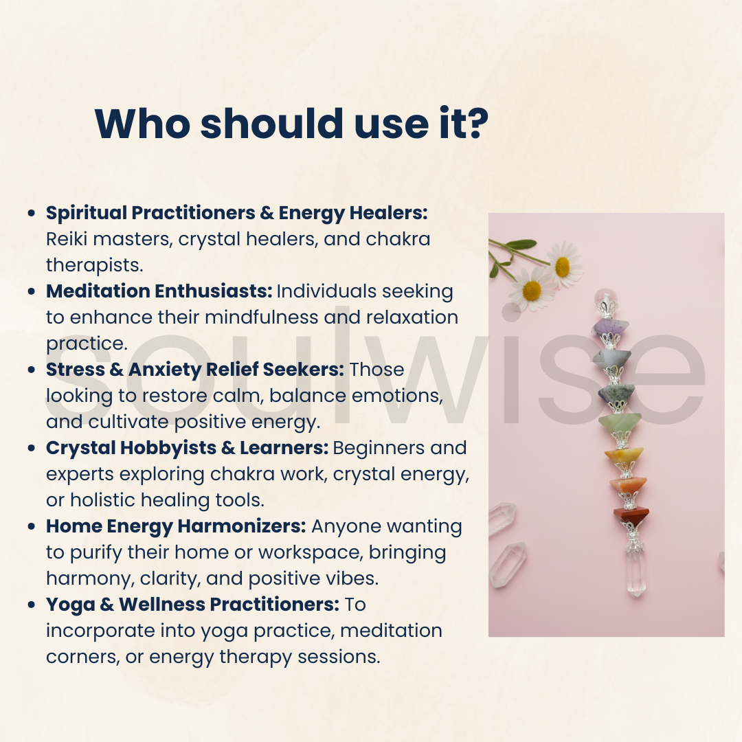 7 Chakra Mini Pyramid Healing Wand, Compact Crystal Energy Tool, Chakra Alignment, Meditation, Reiki, Spiritual Gift