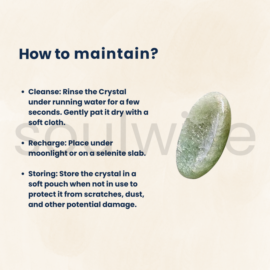 Soulwise Green Aventurine Worry Stone – Thumb Stone, Natural Crystal Healing Pocket Stone